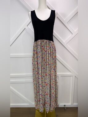 NWT Loco Lindo Mixed Media Tank Dress Floral Maxi Boho Cottagecore One Size M/L
